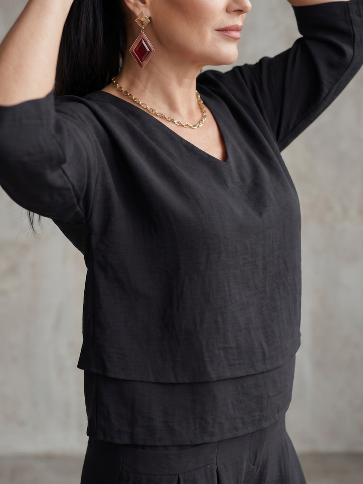 River™ | Conjunto de Top en Capas y Pantalón de Pierna Ancha