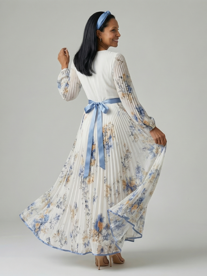 Rielle™ | Vestido midi plisado envolvente