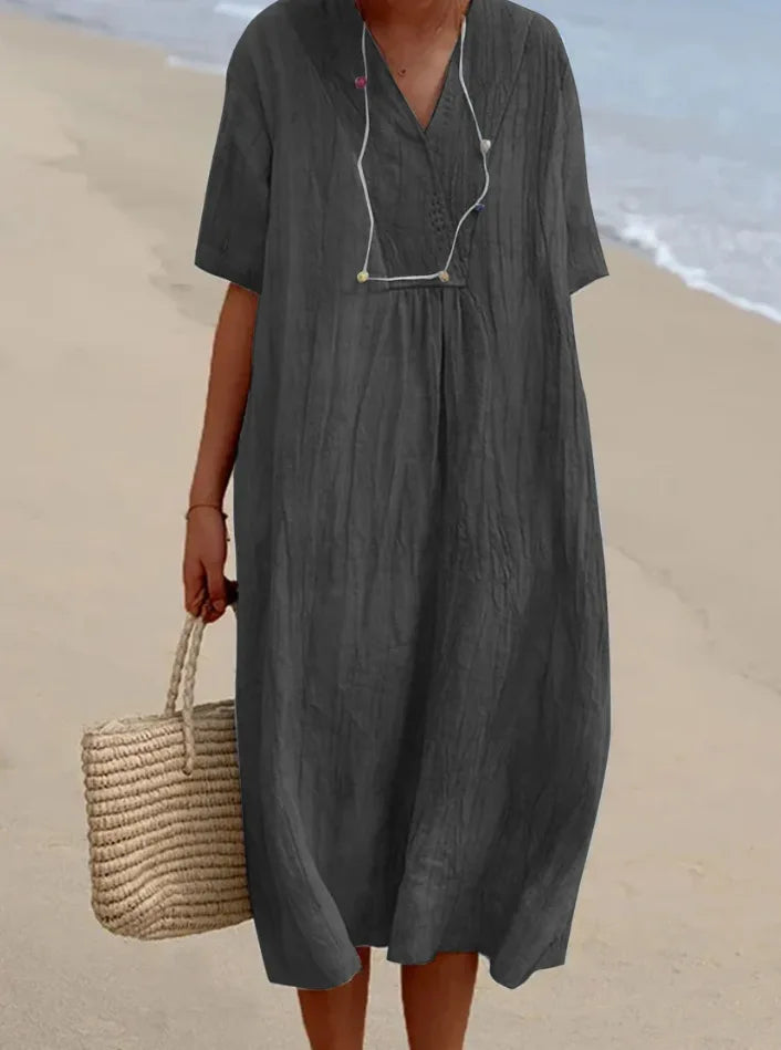 Silvana™ | Vestido maxi texturizado de corte holgado