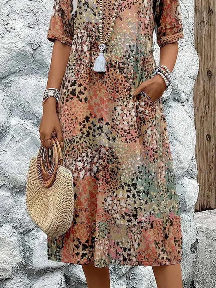 Roxanne™ | Vestido midi envolvente floral vibrante