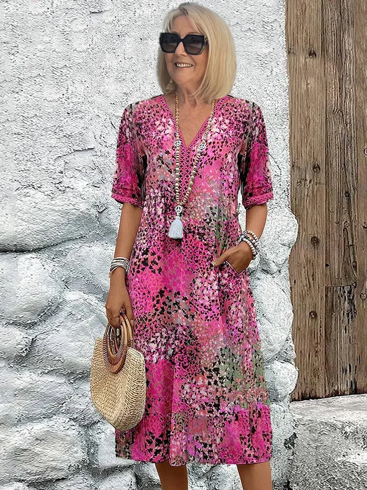 Roxanne™ | Vestido midi envolvente floral vibrante