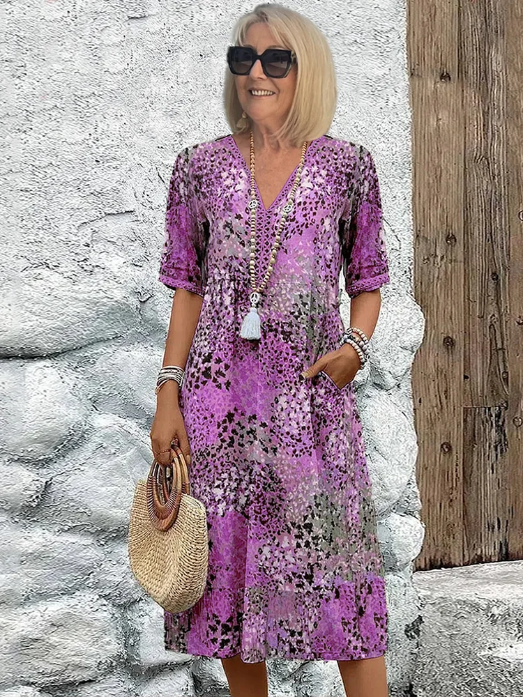 Roxanne™ | Vestido midi envolvente floral vibrante